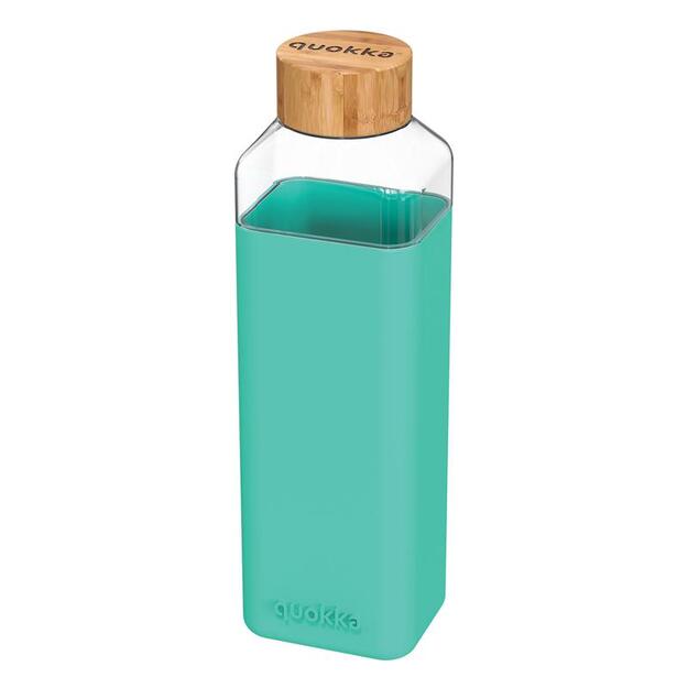 Quokka Storm - Stiklinis suapvalintas buteliukas su silikoniniu dangteliu 700ml (Teal) 1