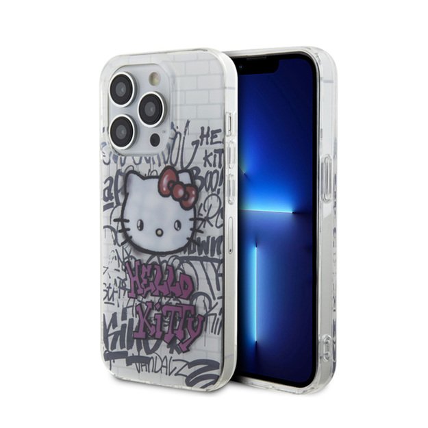 „Hello Kitty IML“ su „Kitty On Bricks Graffiti“ – „iPhone 14 Pro Max“ dėklas (baltas)