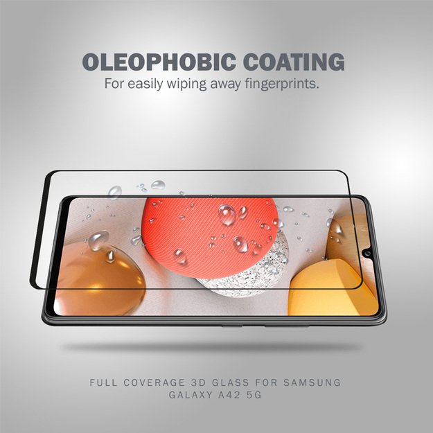 Crong 3D Armor Glass – grūdintas stiklas 9H Full Glue visam Samsung Galaxy A42 5G ekranui 11