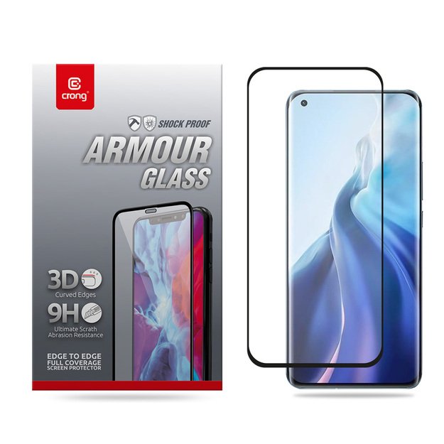 Crong 3D Armor Glass – grūdintas stiklas 9H Full Glue visam Xiaomi Mi 11 + montavimo rėmelio ekranui