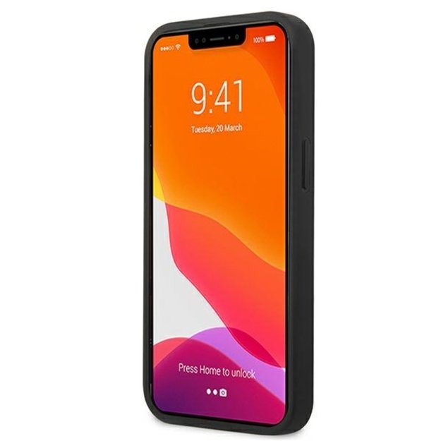 Karl Lagerfeld PU oda Karl & Choupette Reljefinis dėklas, skirtas iPhone 13 Mini (fuksija) 13