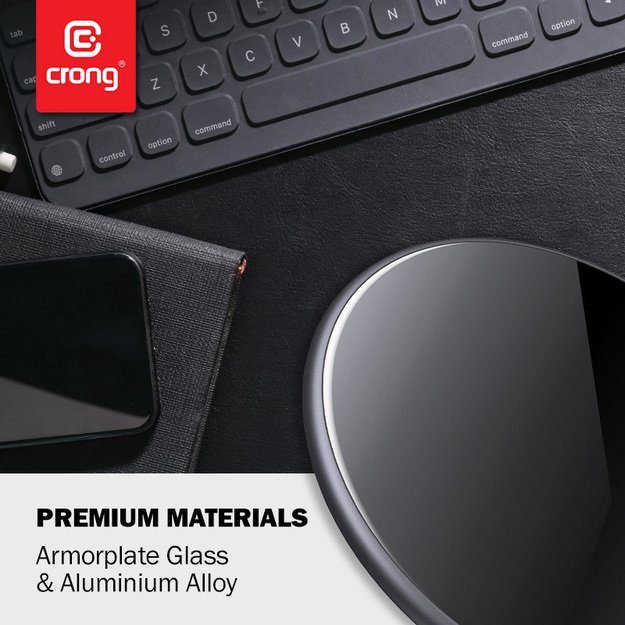 Crong Qi greitas belaidis įkroviklis su aliuminio ir šarvuotos plokštės korpusu 15 W (juodas) 44