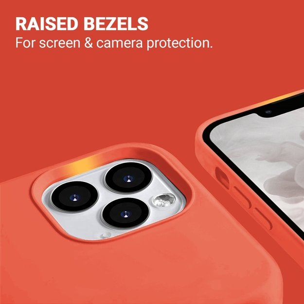 „Crong Color Cover“ skystas silikoninis dėklas, skirtas „iPhone 13 Pro“ (koralų raudonas) 3