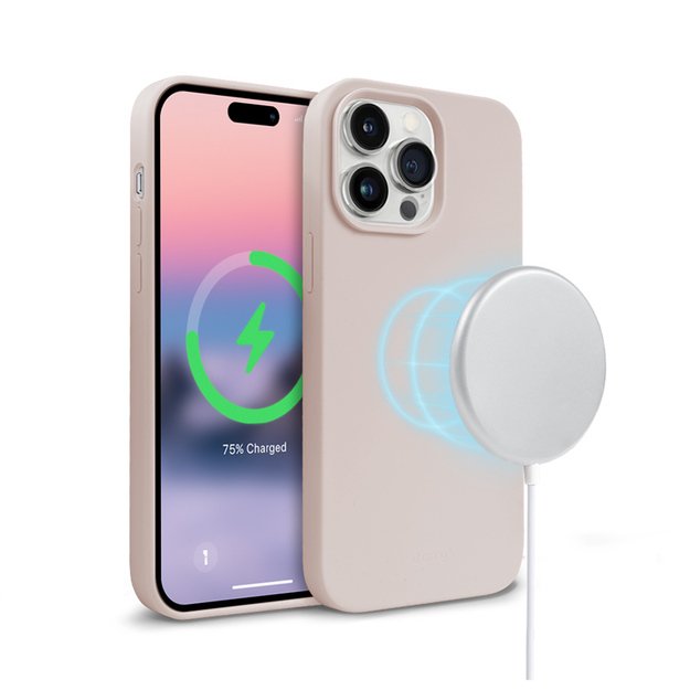 „Crong Color Cover“ magnetinis dėklas, skirtas „iPhone 14 Pro“ (smėlio rožinis)