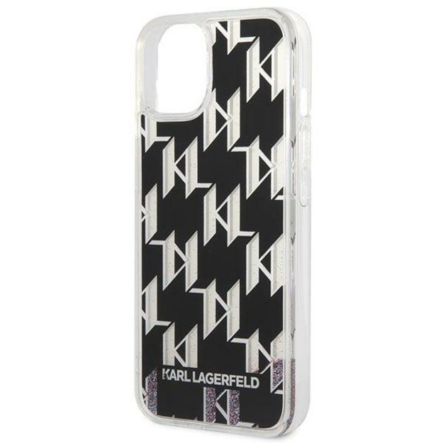 Karl Lagerfeld Monogram Liquid Glitter – dėklas, skirtas iPhone 14 Plus (juodas) 6