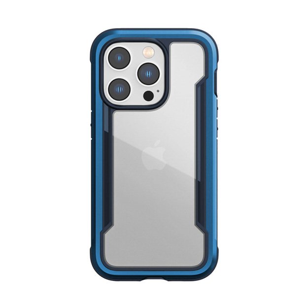 „X-Doria Raptic Shield“ – aliuminio dėklas, skirtas „iPhone 14 Pro“ (patikrintas kritimo metu 3 m) („Marine Blue“)