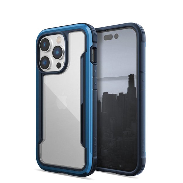 „X-Doria Raptic Shield“ – aliuminio dėklas, skirtas „iPhone 14 Pro“ (patikrintas kritimo metu 3 m) („Marine Blue“)