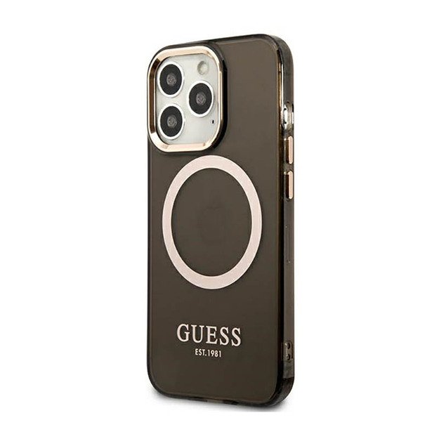 „Guess Gold Outline“ permatomas „MagSafe“ – dėklas, skirtas „iPhone 13 Pro Max“ (juodas) 10