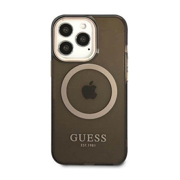 „Guess Gold Outline“ permatomas „MagSafe“ – dėklas, skirtas „iPhone 13 Pro Max“ (juodas) 11
