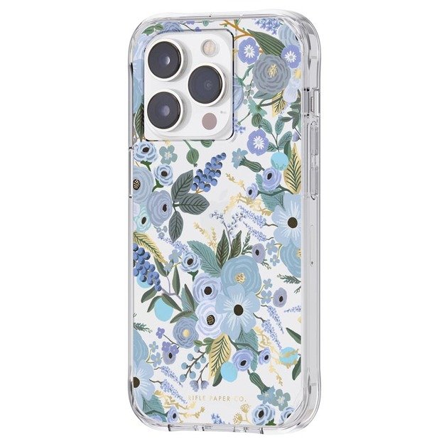 Skaidrus šautuvų popierius – dėklas, skirtas iPhone 14 Pro (Garden Party Blue) 19