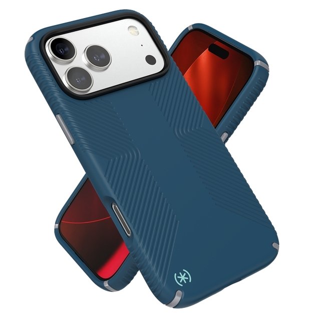 Speck Presidio2 Grip MagSafe - iPhone 17 Pro Max Case (Deep Sea/Silver Metallic) 10