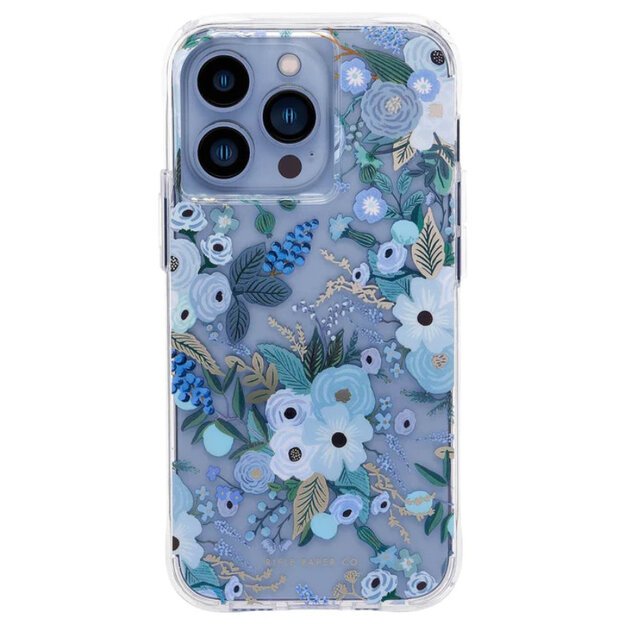 Skaidrus šautuvų popierius – dėklas, skirtas iPhone 13 Pro (Garden Party Blue)