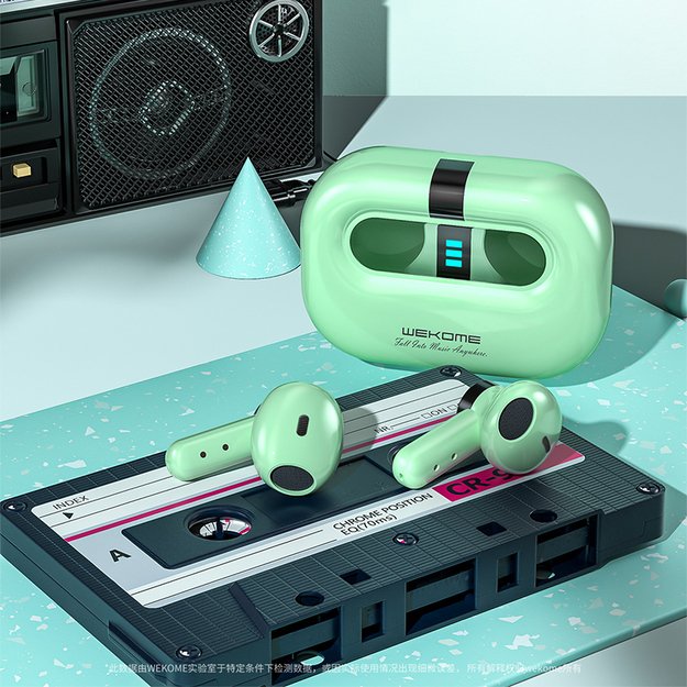 WEKOME VA06 Vanguard serija – Bluetooth V5.2 TWS belaidės ausinės su įkrovimo dėklu (žalia) 39