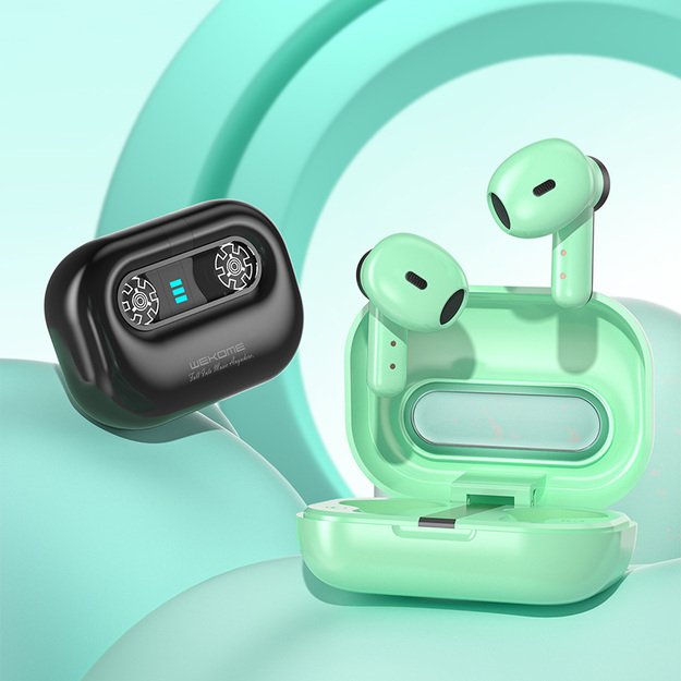 WEKOME VA06 Vanguard serija – Bluetooth V5.2 TWS belaidės ausinės su įkrovimo dėklu (žalia) 43