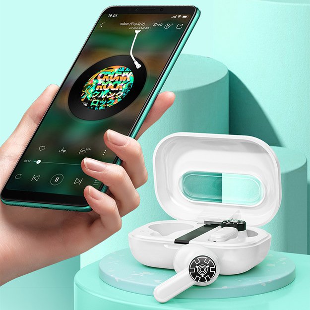 WEKOME VA06 Vanguard serija – Bluetooth V5.2 TWS belaidės ausinės su įkrovimo dėklu (žalia) 36