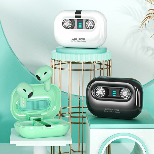 WEKOME VA06 Vanguard serija – Bluetooth V5.2 TWS belaidės ausinės su įkrovimo dėklu (žalia) 45