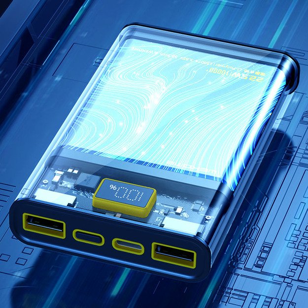 WEKOME WP-321 Vanguard serija – maitinimo blokas 20000 mAh Super Charging PD 20W + QC 22.5W (juodas / skaidrus) 18