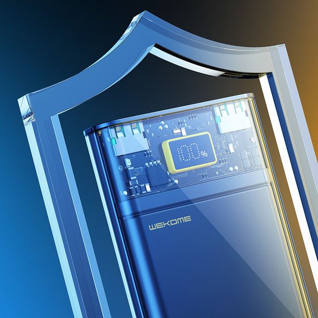 WEKOME WP-321 Vanguard serija – maitinimo blokas 20000 mAh Super Charging PD 20W + QC 22.5W (juodas / skaidrus) 22