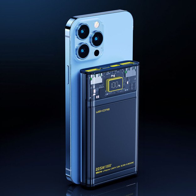 WEKOME WP-321 Vanguard serija – maitinimo blokas 20000 mAh Super Charging PD 20W + QC 22.5W (juodas / skaidrus) 21