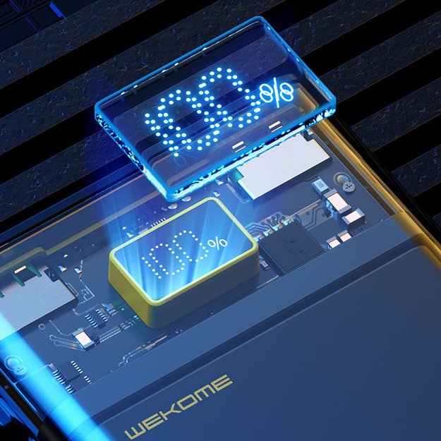 WEKOME WP-321 Vanguard serija – maitinimo blokas 20000 mAh Super Charging PD 20W + QC 22.5W (juodas / skaidrus) 17