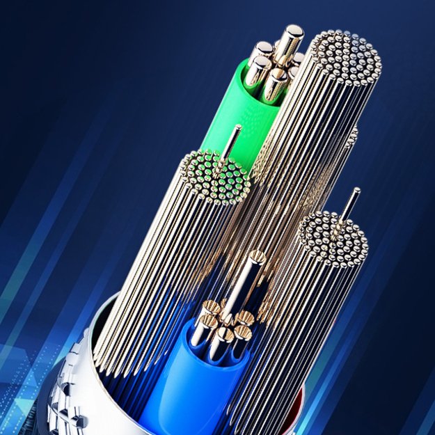 WEKOME WDC-170 Raython serija – trys viename USB-A į USB-C + Lightning + Micro USB 1,2 m greito įkrovimo PD laidas (sidabrinis) 26