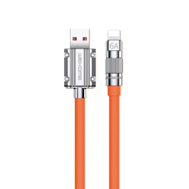 WEKOME WDC-186 Wingle serija – USB-A ir žaibiško įkrovimo jungties laidas, 1 m (oranžinė)