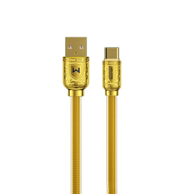 WEKOME WDC-161 Sakin serija – USB-A į USB-C greito įkrovimo 6A jungiamasis laidas 1 m (auksinis) 