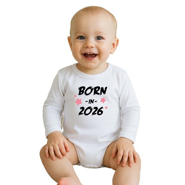 Children s printed body New Baby BORN IN 2026 pink, 86 (12-18m)