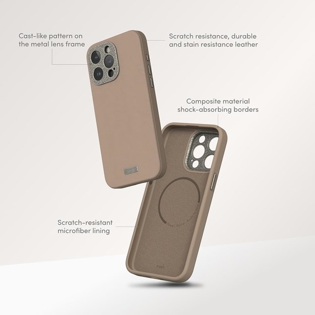 Moshi Napa MagSafe – odinis dėklas, skirtas iPhone 15 Pro (Woodsmoke Brown) 12