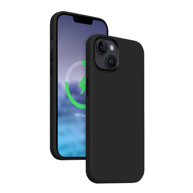 Crong Color Cover LUX Magnetic – dėklas, skirtas iPhone 15 Plus MagSafe (juodas)