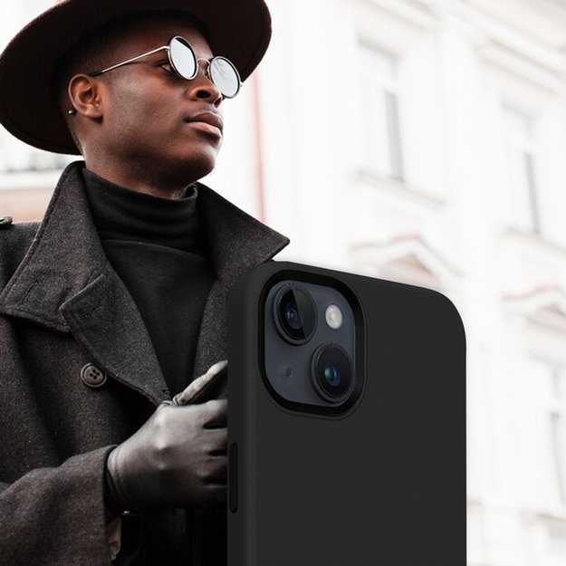 Crong Color Cover LUX Magnetic – dėklas, skirtas iPhone 15 Plus MagSafe (juodas)