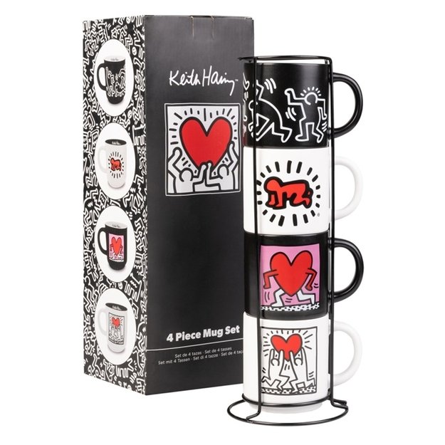Keith Haring - Set of 4 ceramic mugs with stand 300 ml 3