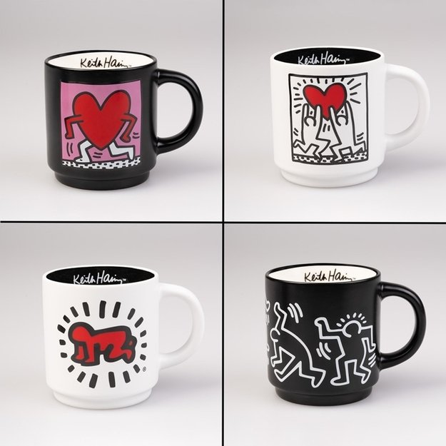 Keith Haring - Set of 4 ceramic mugs with stand 300 ml 2