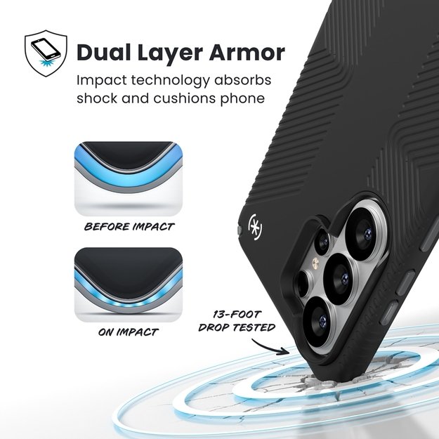 Speck Presidio2 Grip Magnet - Samsung Galaxy S26 Ultra MagSafe Case (Black/Slate Gray/White) 3