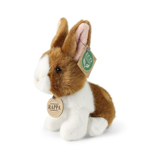 Rappa - Plush realistic mascot rabbit white and brown sitting 16 cm Eco-Friendly 1