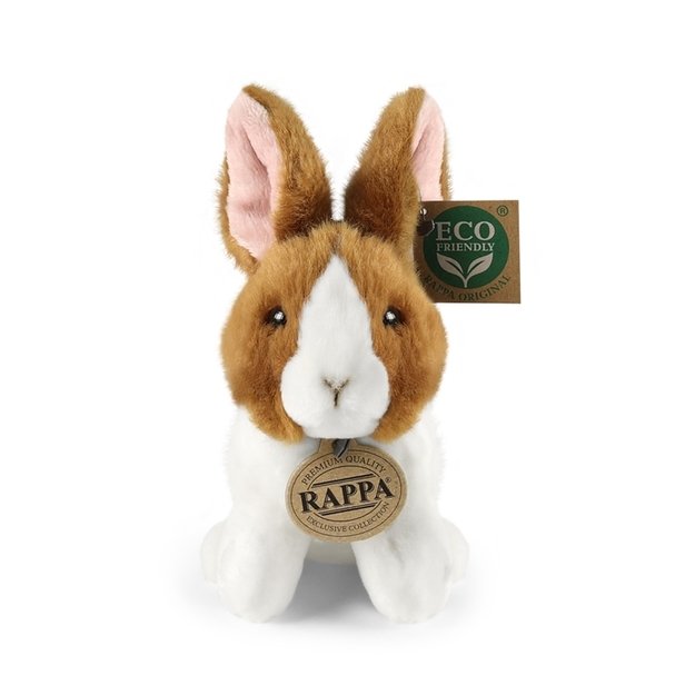 Rappa - Plush realistic mascot rabbit white and brown sitting 16 cm Eco-Friendly 2