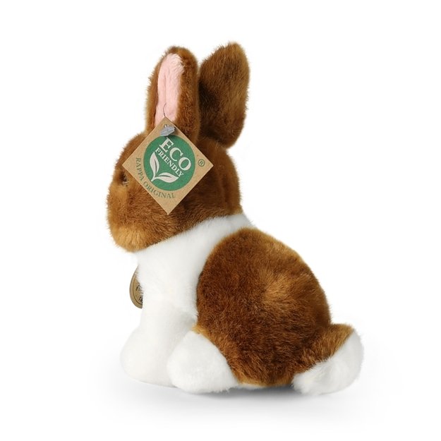 Rappa - Plush realistic mascot rabbit white and brown sitting 16 cm Eco-Friendly 4