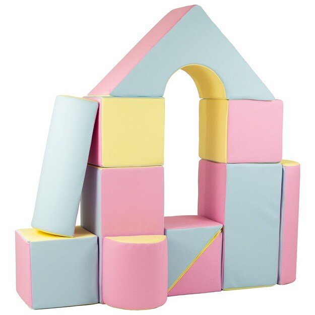 Foam Blocks &ndash; Giant Building Set 11 pcs pink-blue-yellow (pastel)