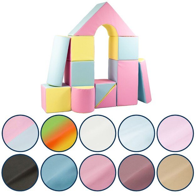 Foam Blocks &ndash; Giant Building Set 11 pcs pink-blue-yellow (pastel) 1
