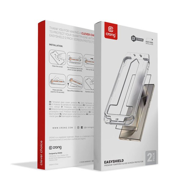 Crong EasyShield 2-Pack – grūdintas stiklas, skirtas Samsung Galaxy S24 Ultra (2 vnt.) 6