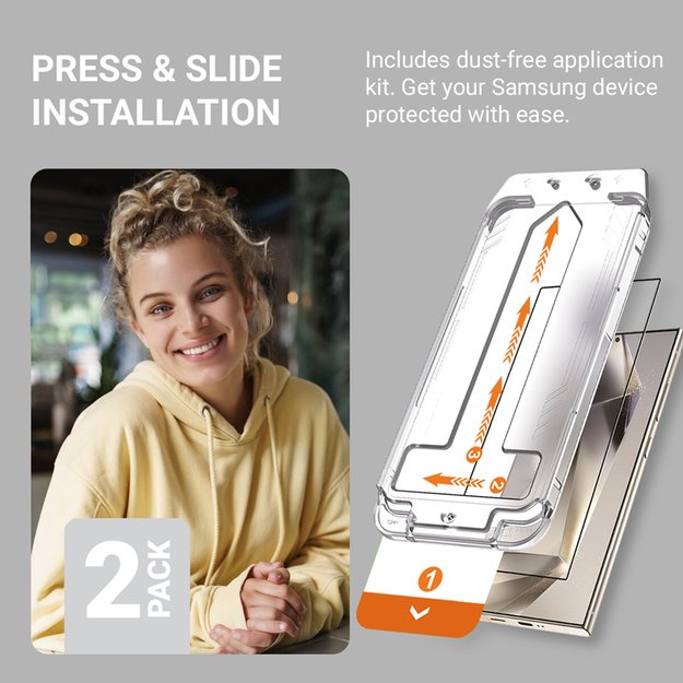 Crong EasyShield 2-Pack – grūdintas stiklas, skirtas Samsung Galaxy S24 Ultra (2 vnt.) 3