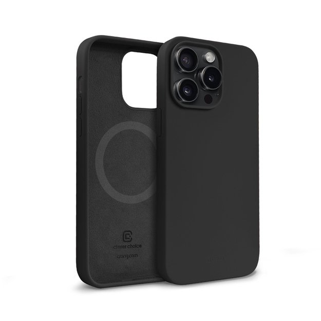 Crong Color Cover Magnetic – dėklas, skirtas iPhone 15 Pro MagSafe (juodas)