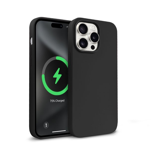 Crong Color Cover Magnetic – dėklas, skirtas iPhone 15 Pro MagSafe (juodas)