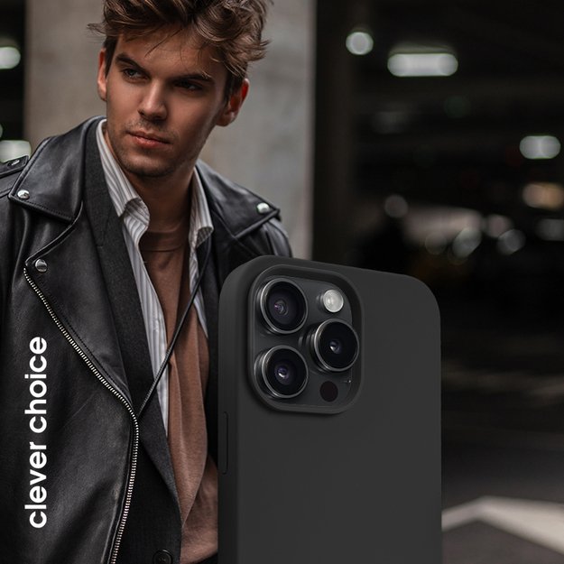 Crong Color Cover Magnetic – dėklas, skirtas iPhone 15 Pro MagSafe (juodas) 14