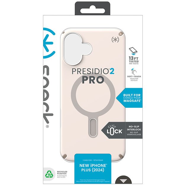 Speck Presidio2 Pro ClickLock & MagSafe – „iPhone 16 Plus“ dėklas (balintas kaulas / „Heirloom Gold“ / „Hazel Brown“)