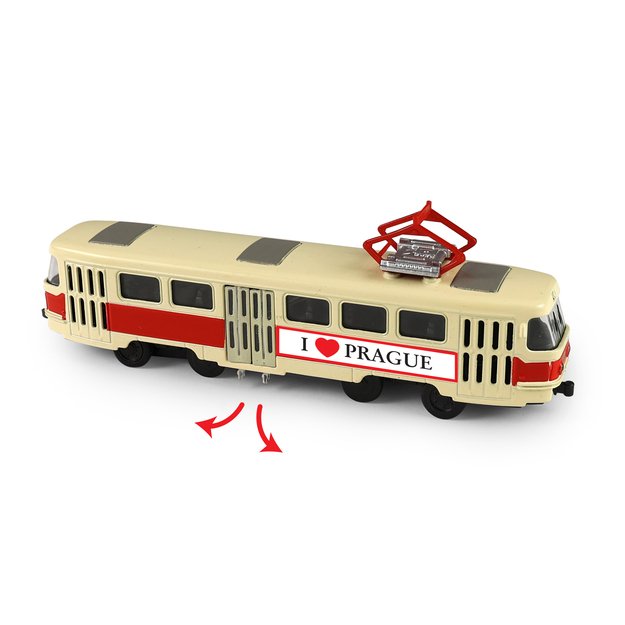 Metal Czech retro tram red 16 cm PRAGUE