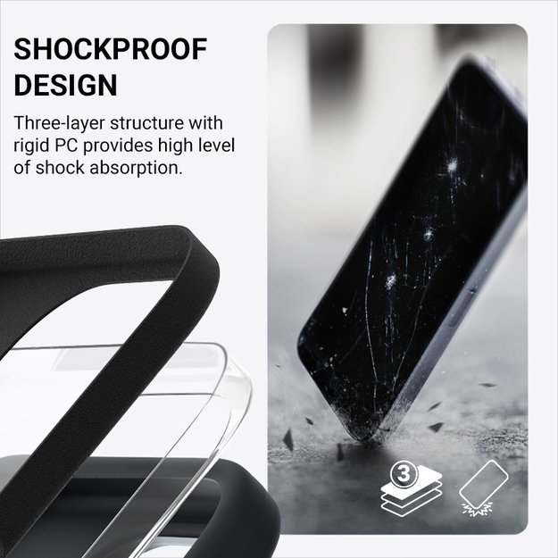 Crong Color Cover Magnetic – dėklas, skirtas iPhone 16 Plus MagSafe (juodas)