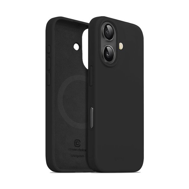 Crong Color Cover Magnetic – dėklas, skirtas iPhone 16 Plus MagSafe (juodas)