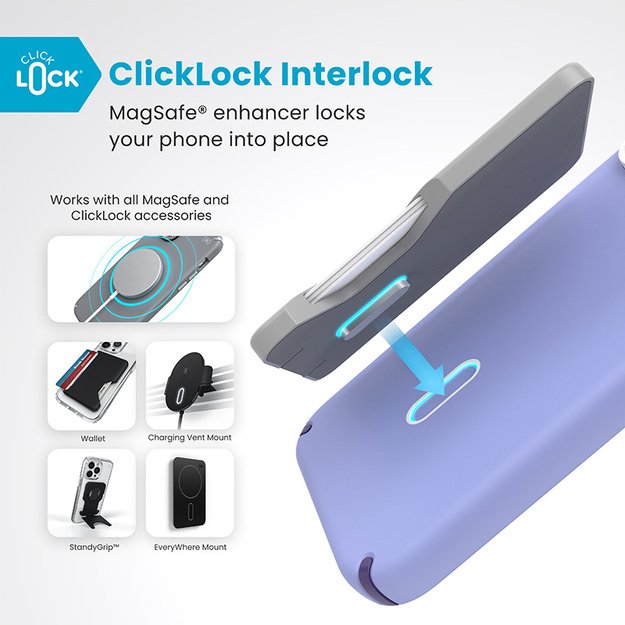 Speck Presidio2 Pro ClickLock & MagSafe – dėklas, skirtas iPhone 16 Pro Max (ateities levandų spalva / Cassis violetinė / balta)