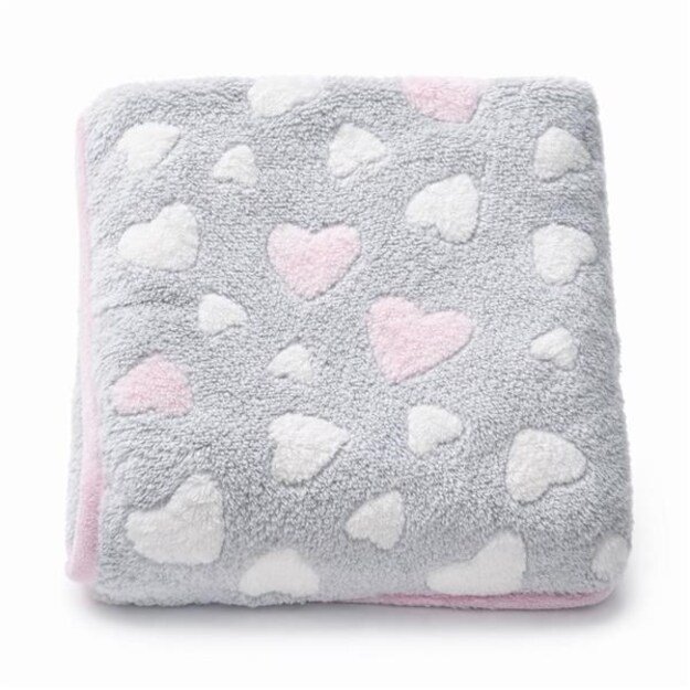 Baby blanket New Baby 80x90 heart pink